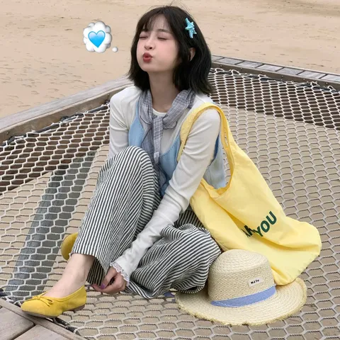 Korean Style Casual Canvas Tote Bag For Women Large Capacity Shoulder Bag Commuting Shopping Bag