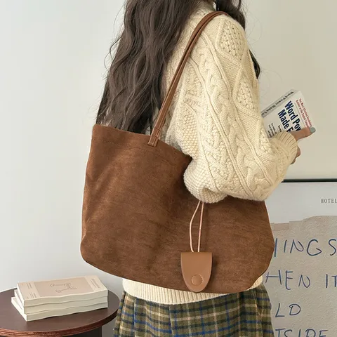 Large Capacity Women Tote Bag Retro Casual Synthetic Leather Shoulder Handbag For Commuting Daily Travel