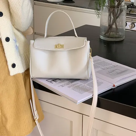 Womens Retro PU Leather Crossbody Bag Fashion Solid Color Top Handle Shoulder Bag Casual Daily Commuting Handbag