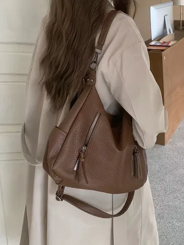 Borsa Tote in Pelle PU Vintage per Donna Grande Capacità Borsa a Tracolla Casual Borsa a Tracolla da Lavoro Borsa a Mano da Donna