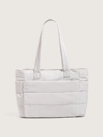 Women's Casual PU Leather Tote Bag Large Capacity Quilted Cloud Shoulder Bag Daily Commuter Handbag With Multiple Pockets