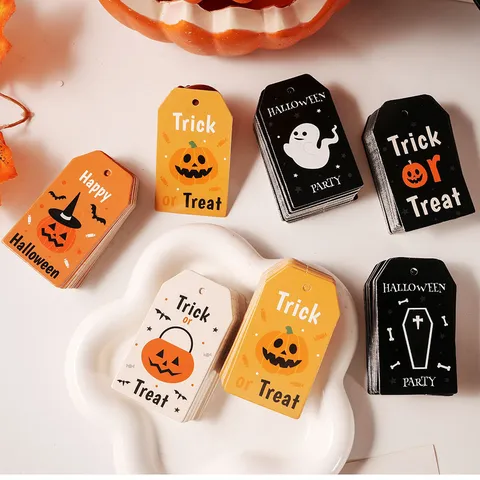 Halloween Pumpkin Ghost Cardstock Gift Tags Printed Letter Craft Hanging Labels For Festival Party Wrap Decor Decoration
