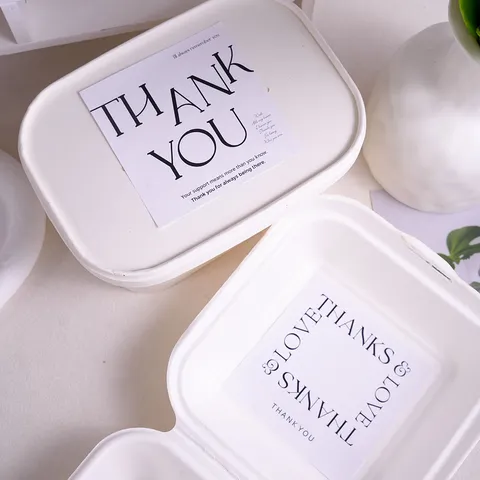 Square Art Paper Color Printed Sealing Stickers Minimalist Modern Thank You Slogans Decor Label For DIY Gift Bakery Packaging