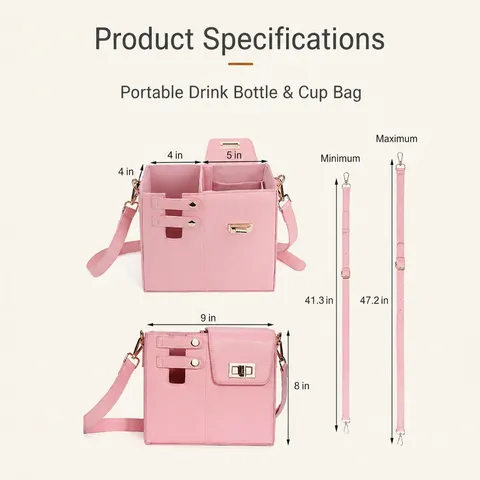 Women PU Leather Crossbody Bag Fashion Casual Water Bottle Bag Large Capacity Commuter Handbag Solid Color Shoulder Bag