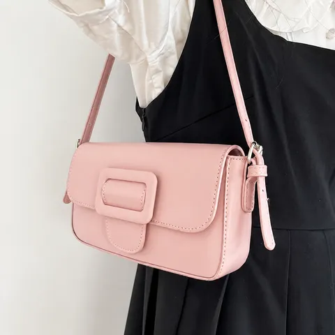 Minimalist PU Leather Underarm Bag For Women Solid Color Square Shoulder Bag Fashion Chic Commuter Handbag Purse