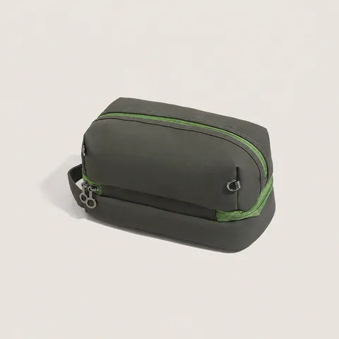 Japanese Style Color Block Waterproof PU Cosmetic Bag Multi-Compartment Large Capacity Travel Makeup Pouch Toiletry Bag