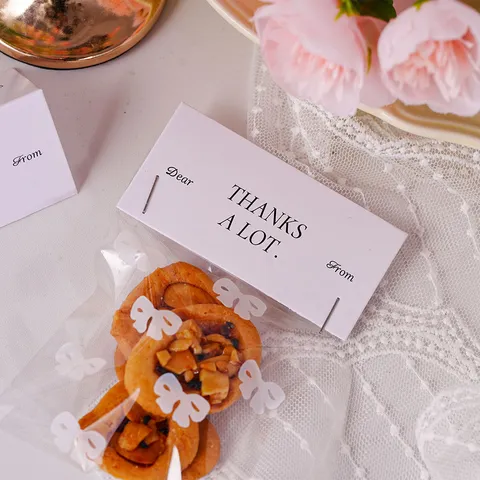 Minimalista Ins Thanks A Lot Encabezado de Tarjeta de Papel Cartulina OPP Plástico Transparente Bolsas de Embalaje de Galletas Para Hornear Turrón