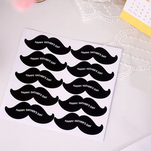 Adesivo per Imballaggio Autoadesivo Creativo con Baffi Happy Father Day Etichetta Sigillante per Confezione Regalo Nera Decorativa per Festa