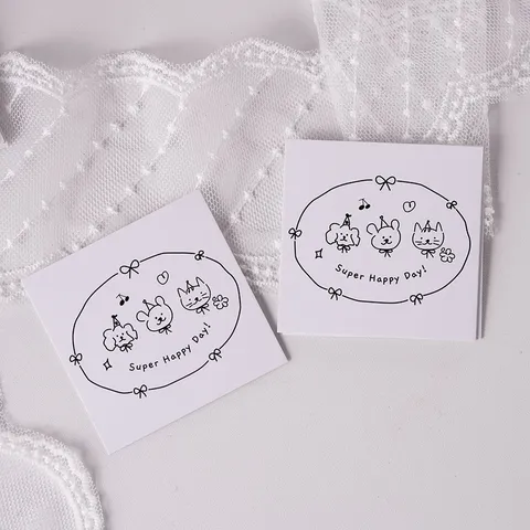 Hand-Drawn Illustration Ins Style Childrens Day Greeting Card Cartoon Cat Animal Message Note White Cardstock Blessing Cards For Kids Gift Writing DIY Craft