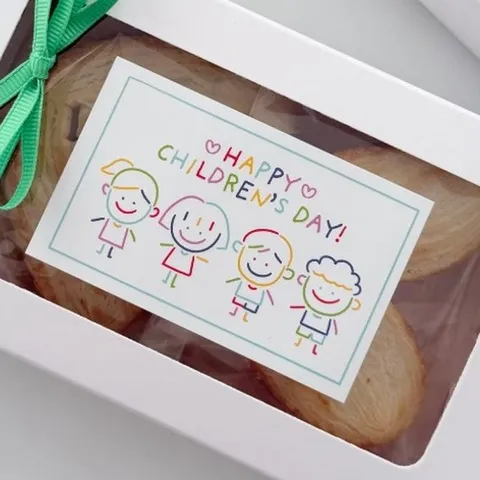 Happy Childrens Day Etichette Adesive Decorative Cartone Animato Multicolore Rettangolo Confezione Regalo Sigillatura Adesivi Per Bambini Panetteria Festa