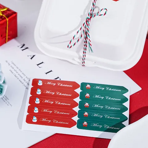 Merry Christmas Rectangular Packaging Labels Cartoon Santa Claus Snowman Gift Box Decorative Sealing Paper Stickers
