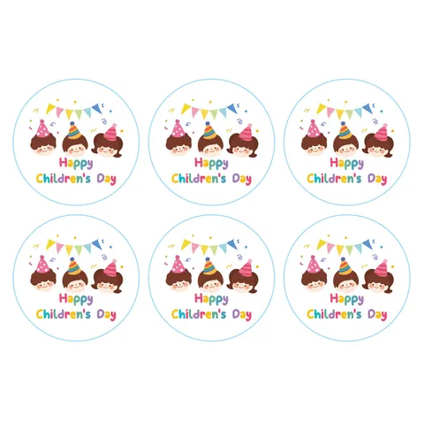 Fröhlicher Kindertag Runde Selbstklebende Etiketten Cartoon Gruß Versiegelungsaufkleber Für Geschenkkarton Verpackung Party Deko