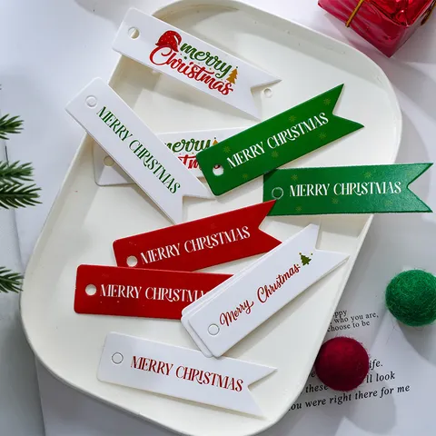 Etichette Appese Regalo in Cartoncino Merry Christmas Minimalista Stampa Digitale Coda di Rondine Lettere Festa Natale Regalo Imballaggio Etichette