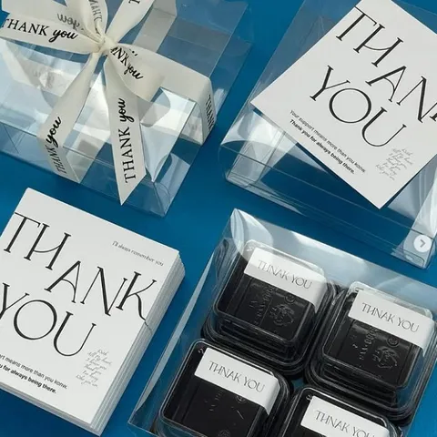 Cartes Cadeaux Thank You Modernes Minimalistes En Papier Couché Impression Couleur Étiquettes Carrées Message De Bénédiction Pour Bouquet De Fleurs Décoration Emballage Boulangerie