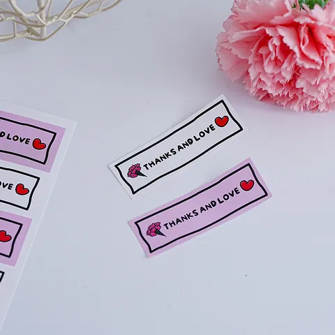 Mother Day Carnation Heart Adhesive Sealing Sticker Rectangle Color Printed Label Thanksgiving Gift Box Packing Paper Decoration Seal