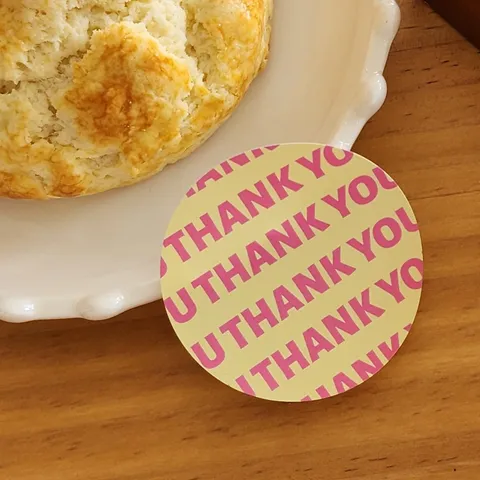 Autocollant de Scellage Emballage Rond Minimaliste Thank You Alphabet Étiquette Papier Autocollant Boîte Cadeau Boulangerie