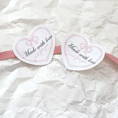 Minimalistischer Rosa Herz Schleife Siegelaufkleber Selbstklebendes Geschenk Etikett Für Bäckerei Geschenkbox DIY Verpackung Deko Aufkleber