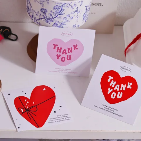 Biglietti di Auguri San Valentino Cuore Rosso Ringraziamento Romantico Carta Stampata Decorazione Confezione Regalo per Matrimonio Festa