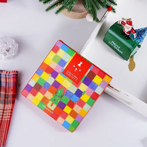 3D Pop Up Christmas Greeting Card Set Boxed Holiday Cards With Envelopes Stickers For Santa Claus Bear Tree Party Decoration Gifts