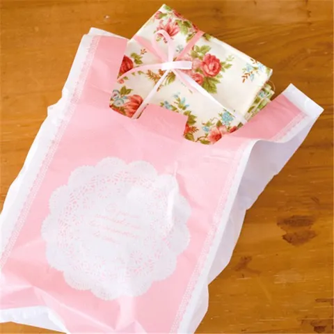 Rosa Spitze Plastiktüten HDPE Westentaschen Verpackungstüten Für Lebensmittel Kleidung Geschenktüten Für Boutique