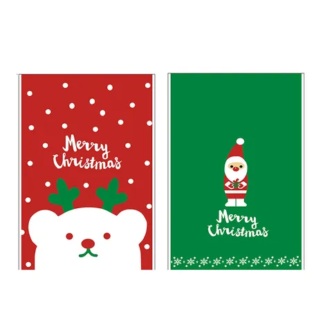 50 Stuks Kerst Rendier Kerstman Plastic Cadeauzakjes Met Gestanst Handvat Feestelijke Cadeauverpakking Zakken Opbergzakken