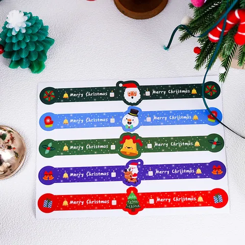 Weihnachten Versiegelungsaufkleber Lange Streifen Festliche Etiketten Für Keksdose Geschenkbox Verpackung Weihnachtsmann Schneemann Papier Dekorative Aufkleber