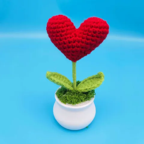 Handgemachte Gehäkelte Wolle Herz Topfpflanze Süße Geklopfte Blume Tisch Ornament Heimdekoration Geschenk Für Beste Freunde