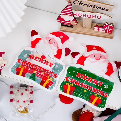 Christmas Santa Claus Packaging Bags Self-Adhesive Plastic Pouches For Holiday Baking Nougat Toffee Candy Gift Bags