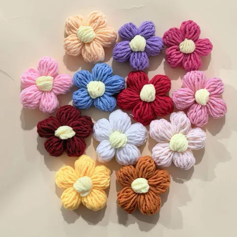 Handgemaakte Gehaakte Wollen Puff Bloemen DIY Kledingaccessoires Knutselbenodigdheden Voor Tas Kleding Decoratie