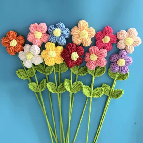 Handgemaakte Gehaakte Wol Bloem Gebreide Pof Bloem Kunstbloem Boeket Huis Bruiloft Feest Decor Handwerk