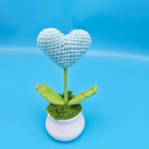 Handgemachte Gehäkelte Wolle Herz Topfpflanze Süße Geklopfte Blume Tisch Ornament Heimdekoration Geschenk Für Beste Freunde