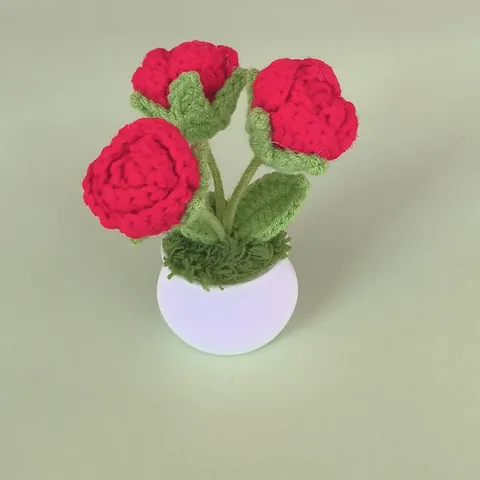 Handgemaakte Gehaakte Rozen Potplant Kunstmatige Gebreide Bloem Bureaunament Huisdecoratie Valentijnsdag Cadeau