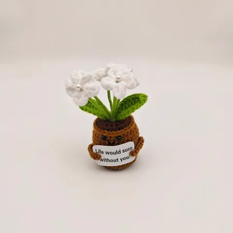 Handgemaakte Gehaakte Potplant Schattige Garen Bloempot Bureau Decor Creatief Bloemen Ornament Cadeau Voor Thuis Kantoor