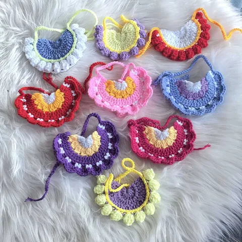 Haustier Gestreickter Wolle Schal Süß Farbblock Lätzchen Katze Hund Winter Warm Halstuch Kleines Tier Halsband Haustier Zubehör