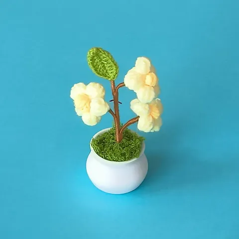 Handgemaakte Gehaakte Bloem Potplant Mini Garen Hortensia Bonsai Bureaublad Auto Huisdecoratie Ornament