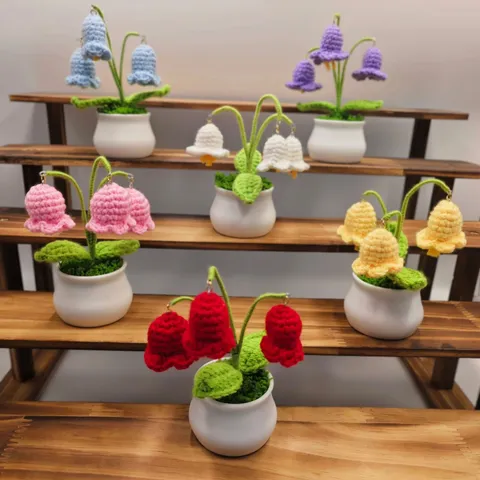 Handgemaakt Gebreid Lelietje-van-dalen Potplant Kunstmatige Gehaakte Bloem Huisdecoratie Kantoor Bureau Ornament Cadeau
