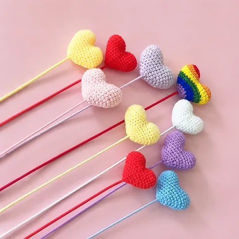 Handgemaakte Gehaakte Wol Hart Hangend Ornament Kleurrijke Gebreide Liefde Hart Tak Auto Interieur Decor DIY Ambacht
