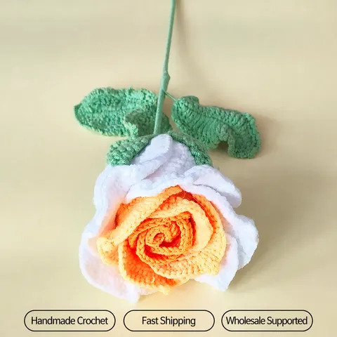 Handgemaakte Gehaakte Roos Kunstbloem Gebreide Eeuwige Bloem Huisdecoratie Auto Hangend Ornament DIY Polyester Bloem Cadeau