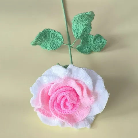 Handmade Crochet Rose Artificial Flower Knitted Eternal Flower Home Decor Car Hanging Ornament DIY Polyester Flower Gift