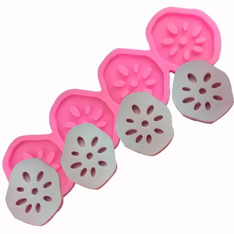 Lotuswurzelscheibe Silikon Kuchenform Vier Aussparungen Lotus Form Schokolade Fondant Mousse Eiscreme Backen Dekorationswerkzeug