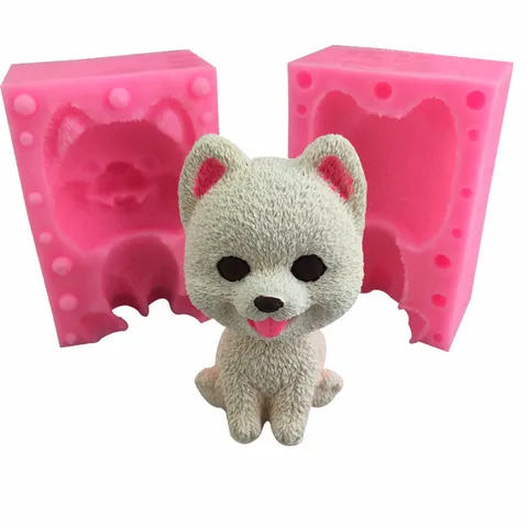 3D Pomeranian Dog Silicone Mold For Chocolate Mousse Ice Cream Soap Candle Jelly Pudding Gypsum DIY Craft Cake Baking Tool