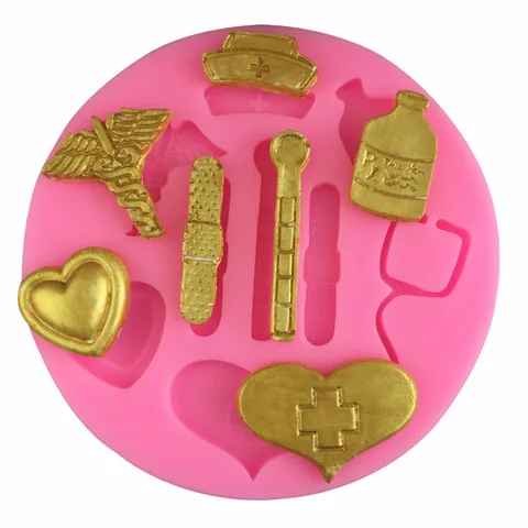 Silicone Cake Mold Medical Tools Thermometer Stethoscopes Nurse Hat Shape Chocolate Fondant Mold For Baking Cake Decoration DIY Craft Mold