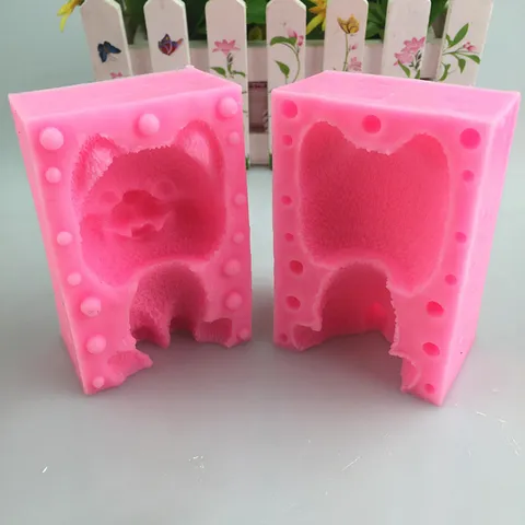 3D Pomeranian Dog Silicone Mold For Chocolate Mousse Ice Cream Soap Candle Jelly Pudding Gypsum DIY Craft Cake Baking Tool