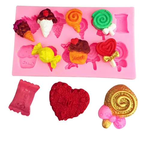 Silicone Cake Mold Ice Cream Lollipop Candy Shape Mold For Chocolate Clay Gypsum Cake Decorating Fondant Pastry Baking Tools