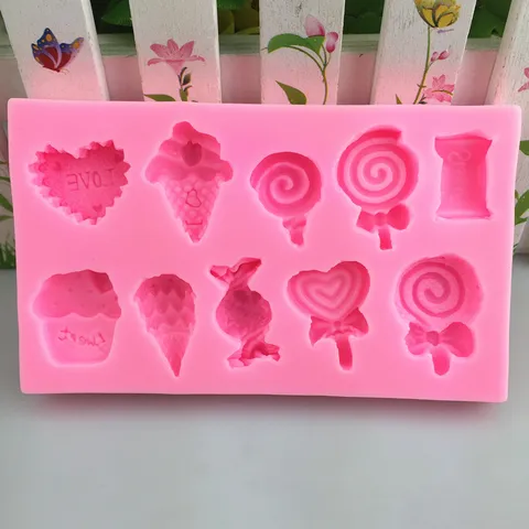 Silicone Cake Mold Ice Cream Lollipop Candy Shape Mold For Chocolate Clay Gypsum Cake Decorating Fondant Pastry Baking Tools