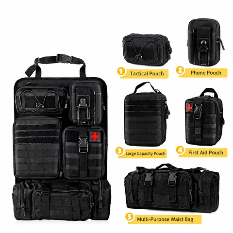 Organizer per Schienale per Sedile Auto Tattico da Esterno Sistema Molle Borsa di Stoccaggio Sospesa in Nylon Kit Multifunzione Militare