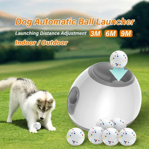 Lanceur de Balles Automatique pour Chien Machine Interactive de Rapport avec Balles de Tennis pour Petits Chiens Moyens Intérieur Extérieur Jouet pour Animal