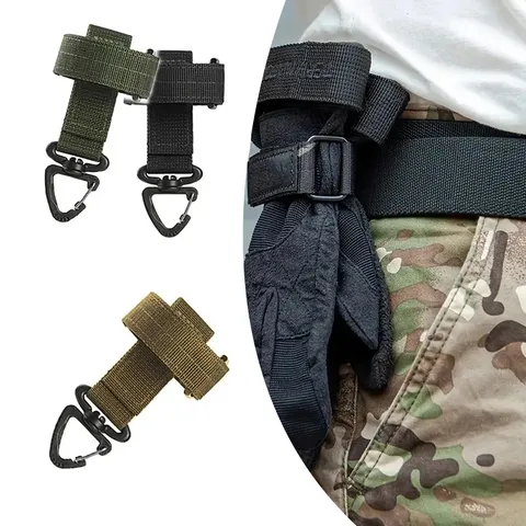 Boucle de Sangle en Nylon Extérieur Clip de Rangement pour Gants Tactique Mousqueton à Démarrage Rapide pour Alpinisme Camping