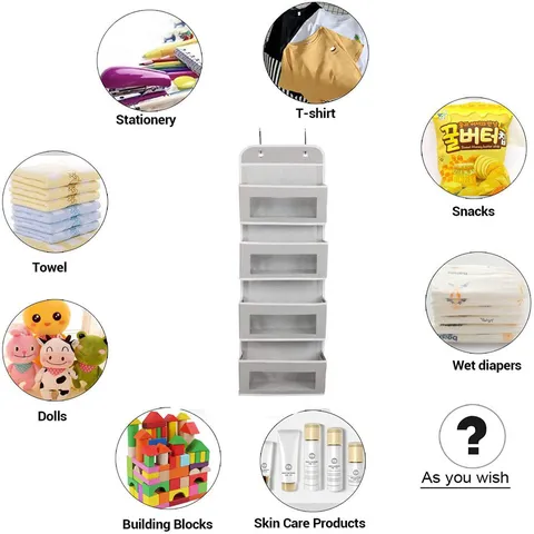 Sac de Rangement Suspendu Multicouche Porte Tissu Non Tissé Organisateur pour Chambre