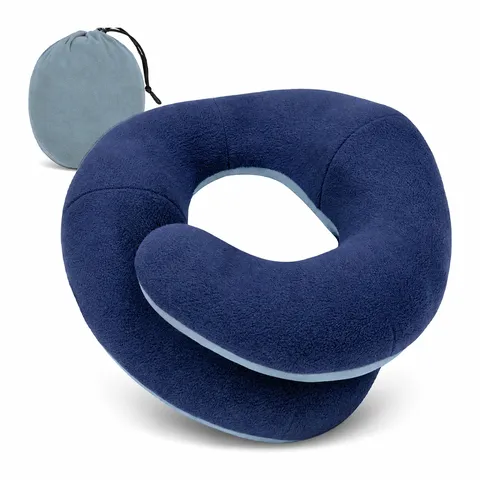 Oreiller De Voyage En Forme De U Pour Voiture Bureau Portable Doux Polyester Coton PP Coussin De Soutien De Repos Avec Sac De Rangement